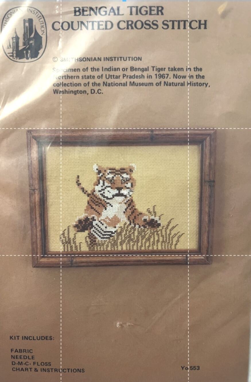 Smithsonian Museum Sampler Cross Stitch Bengal Tiger Uttar Pradesh 1967 Kit